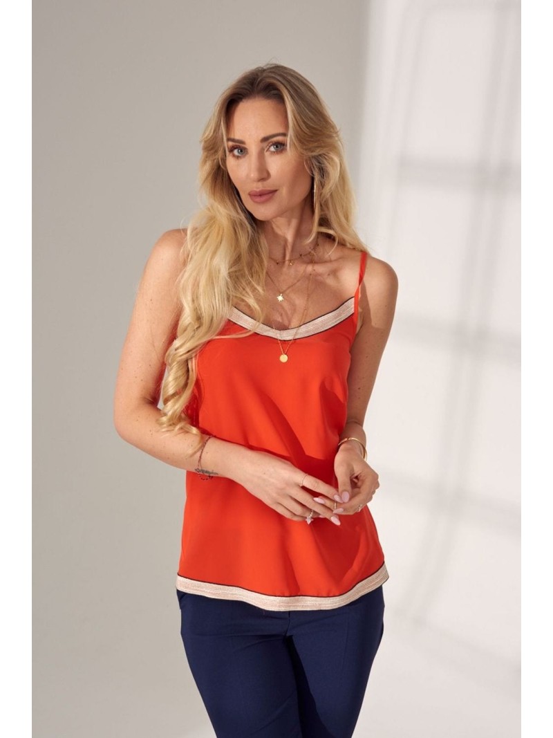 Zarte rote Bluse mit dünnen Trägern PR75001 – Online-Shop – Boutique